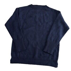 Munrospun Navy 100% Pure Lambswool Fine Knit Round Neck Jumper sweater- Size L